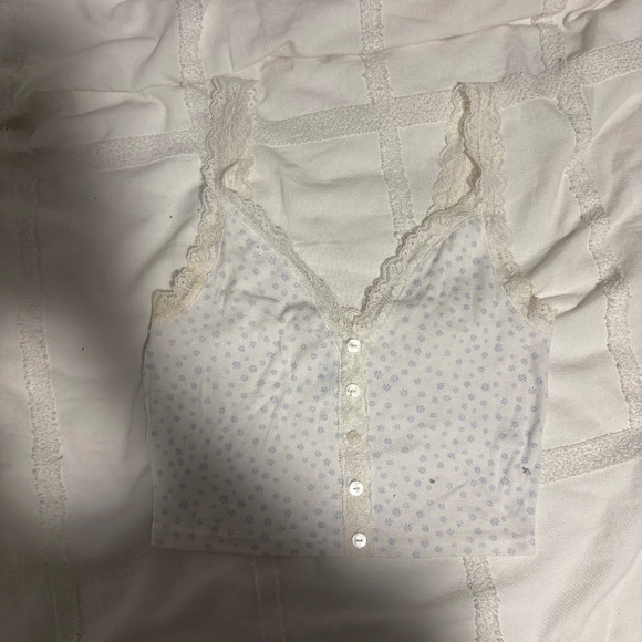 PacSun Me to We Lace Cami — White/Blue Floral (Size S) - Picture 1 of 3